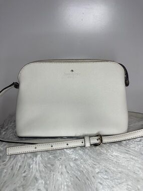 Kate Spade New York Perry Dome crossbody bag in chalk white saffiano leather